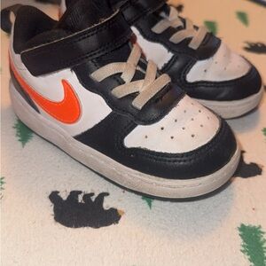 Nike Court Borough Low 2 White/Orange Toddler Sneakers Size 8C